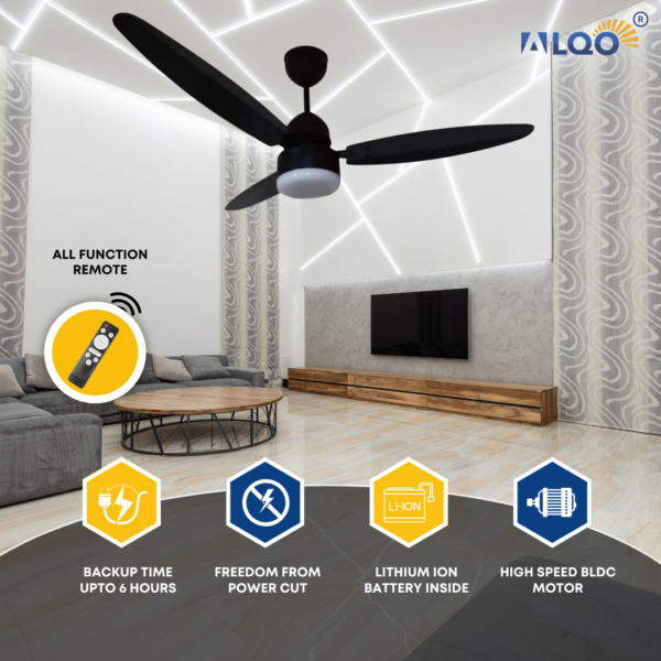 Alqo Smart Rechargeable Ceiling FAN with Remote Control (4 Hr Backup) - Image 4