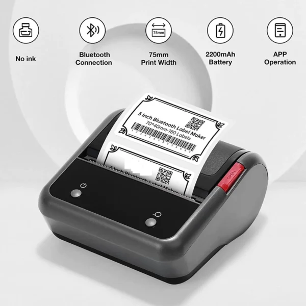 B3S Inkless Printing Bluetooth Thermal Label Printer - 3 Inch - Image 7