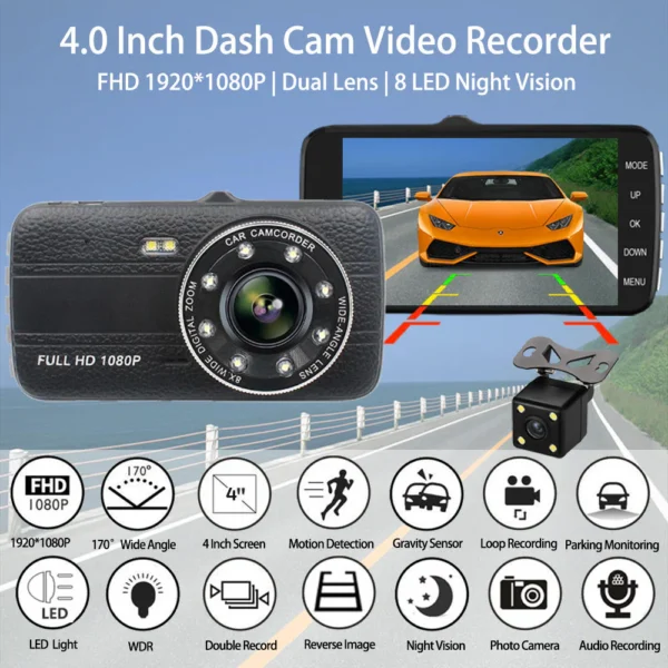 Full HD Dual Dash Camera for Car ( Front and Rear) Video Recorde - Image 5