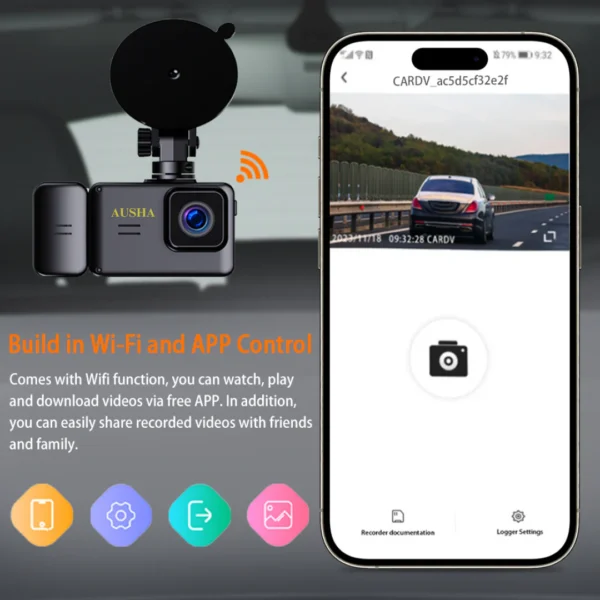 3 Channel Dash Cam for Cars with 2.5K Video & WiFi - Image 3