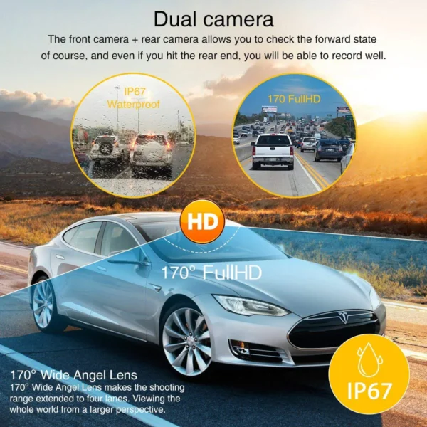 Full HD Dual Dash Camera for Car ( Front and Rear) Video Recorde - Image 3