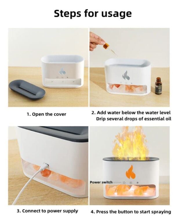 Aroma Diffuser & Humidifier with Flame Light & Himalayan Salt Therapy - Image 3