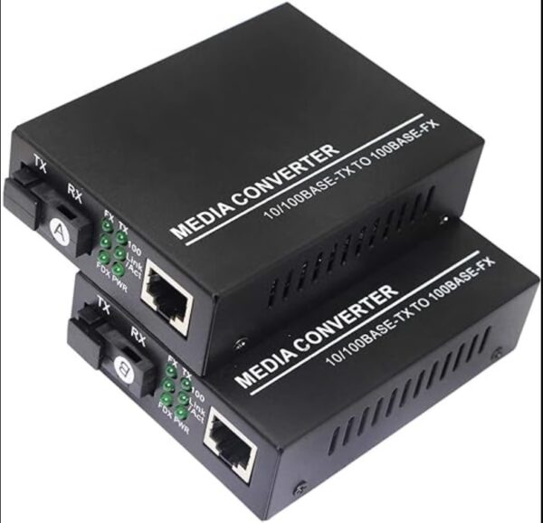 Fast Ethernet To Fiber Media Converter, Single-Mode 10/100Base-TX to 100Base-FX, RJ45 To SC, Fiber Transceiver Up to 20KM (1 Pair)