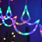 Diya Curtain Lights | 10 Diya Hanging Light with 8 Flashing Modes | Decoration for Diwali, Mandir, Home & Office | Multicolour  (Pack of 4, Multicolor)