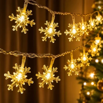 ALQO Snowflake 15 LED String Lights | Decorative  Hanging Lights for Christmas, Diwali, Wedding, Party & Home Decoration | ( Warm White, 3 Meters, Pack of 6)