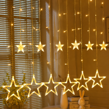 ALQO LED Star String Lights (6 Big + 6 Small Stars) | Warm White Decorative Fairy Hanging Lights with 8 Lighting Modes for Bedroom, Balcony, Wedding, Party, Diwali & Christmas Decoration | 3 Meter | Pack of 2